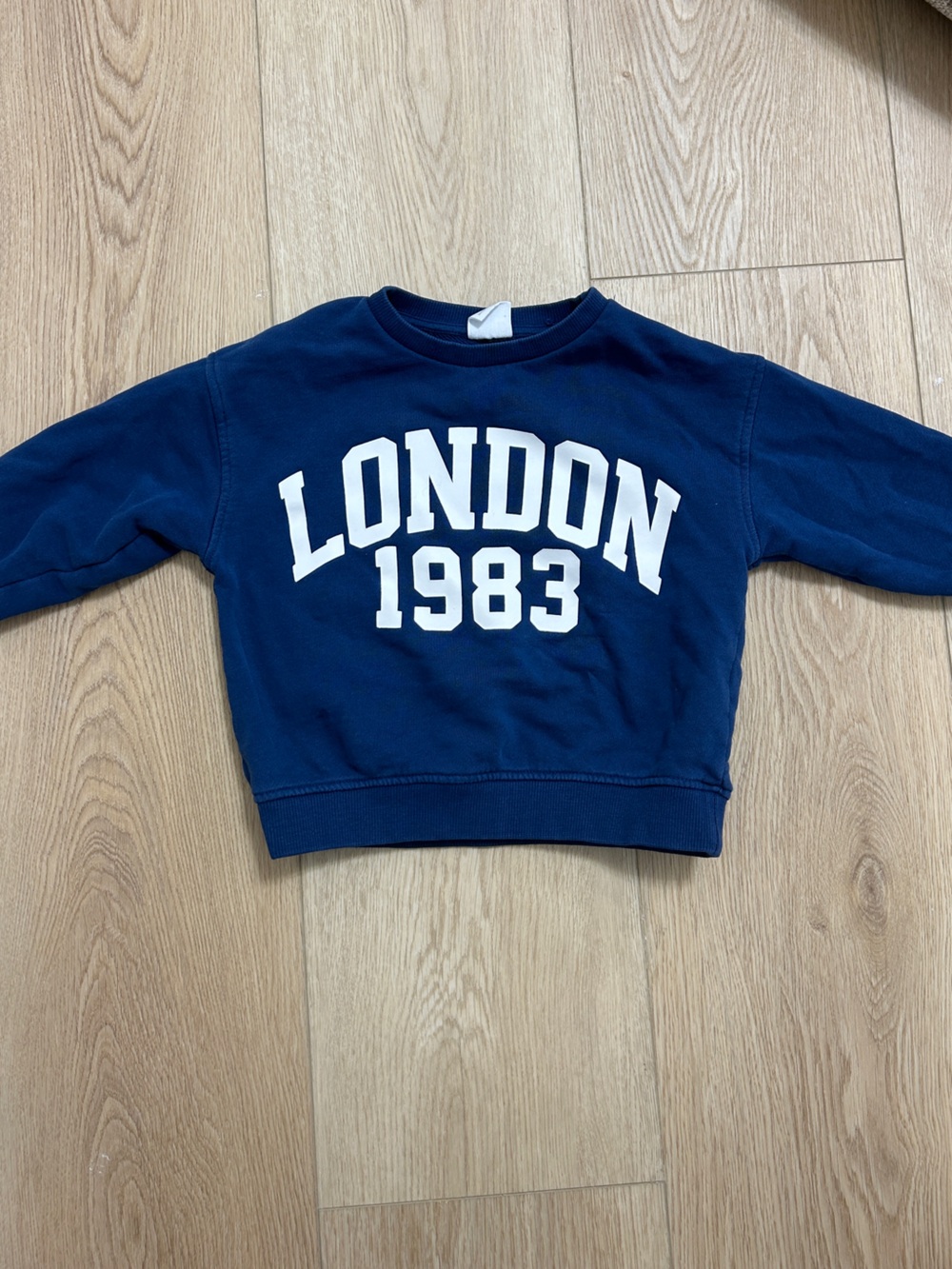 Zara Navy Sweatshirt with White "LONDON 1983" Graphic